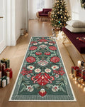 GarveeHome Floral Botanical 2x6 Washable Kitchen Runner Rugs Non Slip Grey Green Vintage Boho Cottage Long Rug for Hallways Bedroom Entryway Bathroom Mat with Rubber Back