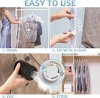 Hanging Vacuum Storage Bags with Electric Pump, 4 Pack (53 x27.5 inch), Vacuum Seal Bags for Clothing, Garment Storage for Short Jacket, Suits, Dresses, Closet Organizer Space Saving
