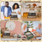 Moucuny 4 Pcs Rustic Wooden Table Decor Farmhouse Kitchen Rules Wood Sign Black Brown and White Centerpiece Rolling Pin Block Sign for Home Living Room Dining Room Shelf Table Decor
