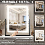 FENNIO Vanity Mirror with Lights 19"x22" - LED Lighted Makeup Mirror,Large Makeup Mirror with Lights,Touch Screen with 3-Color Lighting,Led Mirror Makeup,Dimmable, for Vanity Desk Tabletop, Bedroom