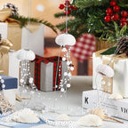 Namalu 3 Pcs Sea Urchin Jellyfish Christmas Ornament Coastal Beaded Beach Theme Holiday Decor Ocean Inspired Hanging Jellyfish Decoration with Crystal and Ribbon (White)