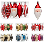 JORNOY Finial Christmas Ornaments for Tree Decorations, 150mm/6 in Shatterproof Plastic Hanging Large Tear Drop Baubles Bulk for Holiday Home Party Decor with String, 8 Pack, Red White