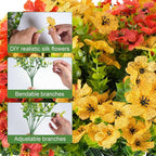 24 Bundles Artificial Fall Flowers for Outdoor Realistic Faux Flower Garden Home Decoration,Hanging Autumn Fall Decor Daisy with Eucalyptus Leaves Fake Plants Greenery Porch Patio Front Door Decors