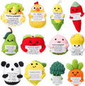 HunnmingRe 12 Pcs Cute Crochet Doll with Positive Card Soft Wool Animals Creative Knitting Dolls for Positive Support Inspirational Birthday Encouragement Gift(Mushroom Style)