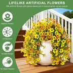 INQCMY Artificial Flowers for Outdoor Faux Hanging Plants Spring Outside Decoration,2Bundles Fake Silk Flowers Realistic Outdoor Flowers No Fade UV Resistant Porch Patio Window Yard Balcony Decor