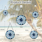Stained Glass Suncatcher, Blue White Multi-Petal Flowers Sun Catcher Landscape Stain Glass Window Hanging Decoration Mother's Day Birthday Gifts for Women Men Mom Nana 9.8 in