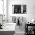Funny Bathroom Wall Decor Black and White Wall Art - Classic Movie Posters Canvas Print, Vintage Funny Wall Art for Office Lounge Area Restroom Bathroom Decor 12x16 inch