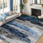 Ciicool Modern Abstract Deep Blue Gray Rug for Living Room, 6'x9' Machine Washable Area Rug Non-Slip Rug, Low-Pile Contemporary Indoor Dining Floor Carpet for Bedroom Office Under Table Home Decor