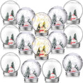 Jerify 16 Sets 3.58 Inch Christmas Plastic Clear Snow Globes Kit Water Globe with Screw Off Cap Artificial Christmas Trees Small Snowman Snowflakes for DIY Snow Globes Home Decoration Crafts (Cute)