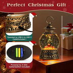 Christmas Snow Globe, Gift Bear Musical Snow Globe Lantern Lights with 6H Timer Battery & USB Powered, Retro Style Holiday Glitter Globe for Xmas Home Decoration Holiday Party Gifts
