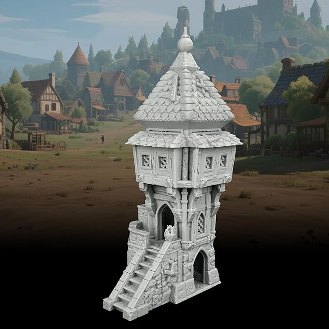 RPG Scenery – 1:64 Scale Unpainted TTRPG Buildings for Role Playing & DND Campaigns, Table Maps Characters Accessory – Medieval Village B AF1124B