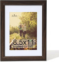 KTKDE 8.5 X 11 Picture Frame,Display Pictures 6x8 with Mat or 8.5 x 11 Without, Tempered Glass, 8.5 by 11 Walnut Wooden Frames Wall or Tabletop Frame,Certificate Document Diploma Award Frame best gift