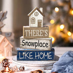 Lineshading 4 Pcs Christmas Table Decoration Wooden House Decor Christmas Tiered Tray Decor Rustic Decorative Home Block Signs Gifts Winter Centerpieces Farmhouse Sweet Home Decoration for Shelf