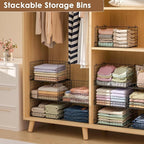 3-Tier Stackable Closet Organizers and Storage Shelves, Foldable Closet Shelf Organizer, Stackable Storage Bins Drawers for Closet Organizer System, Black(Patent Pending)
