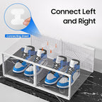 eWonLife Large Shoe Organizer Storage Box with Magnetic Door,12 Pack Clear Plastic Stackable Sneaker Containers for Closet, Connect Left and Right Shoe Box for Entryway, Drop Front, Under Bed (White)