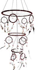 Dream Catcher - Traditional Feather and Mosaic Glass Brown Dream Catcher XLarge 3-D Triple Size, 30" Long X 10" Diameter - (Brown)