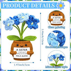 Wavwavw Sister Gifts Handmade Crochet Doll with Card Crochet Present for Sisters Sis Big Little Sister Birthday Wedding Home Decor (Blue Myosotis)