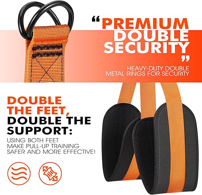 HPYGN Two Foots Pull Up Assistance Bands, Heavy Duty Resistance Band for Pull Up Bar, Adjustable Weight/Size with Fabric Feet/Knee Rest, Bands for Pull Up Assist for Strength Training, Pull Up