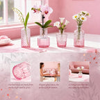 Der Rose Pink Glass Bud Vases Set of 20, Small Bud Vases for Flowers, Rustic Wedding Centerpieces and Home Decor