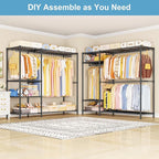Ulif F7 Plus Garment Rack, Heavy Duty Clothes Rack, Clothing Racks for Hanging Clothes, 6-Tiers Freestanding Portable Closet Storage Rack 68'' W × 14.6'' D × 76.6'' H, Max Load 850 Lbs, Black