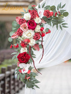 Lisuun Wedding Arch Flowers, Artificial Flowers for Decoration, 2pcs Flower Swag and 1 pcs Semi-Sheer Chiffon Table Runner Swag for Beautiful Dream Wedding Ceremony Floral Decor - Pack of 3