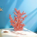 Etlemonde Beach Coastal Decor Coral Reef Home Decor Statue Sculpture Home,Desk,Bathroom,Desktop Shelf Statue,Marine Themed Gifts (Red Orange Coral)