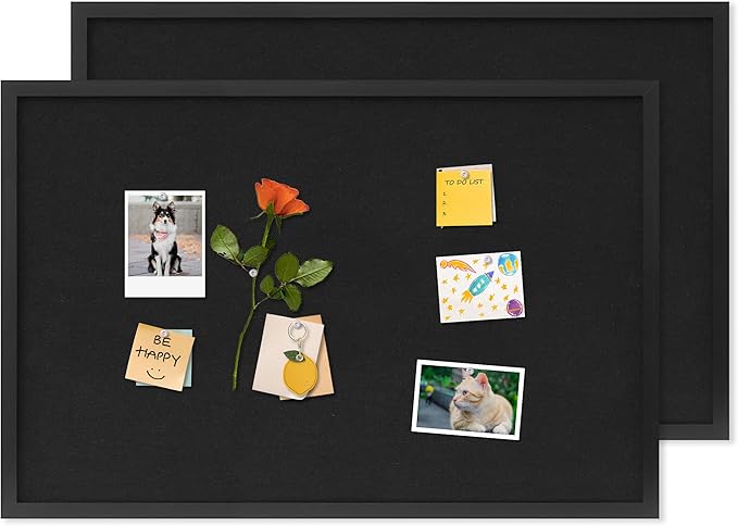 DAHAPYBOO Cork Board with Linen Black 2Pack,Bulletin Board 30"x20", Corkboards for Office Home School Message Board or Vision Board Decoration.