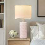 Reaketon Table Lamps for Living Room Set of 2, Ceramic Table Lamps for Bedroom, 20" Modern Lamps for Night Stands, Pink