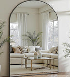 Prywot Full Length Mirror, Oversized 81"x41" Arched-Top Floor Mirror, Free Standing Mirrors, Modern Full Body Mirrors with Aluminum Alloy Frame for Bedroom,Living Room, Black