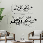 Metal Birds Wall Art, Metal Vivid Birds on Branch Silhouette Wall Decor Black Leaves with Bird Outdoor Hanging Wall Sculpture for Home Balcony Garden(Large)