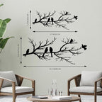 ESTART Metal Birds Wall Art, Metal Vivid Birds on Branch Silhouette Wall Decor Black Leaves with Bird Outdoor Hanging Wall Sculpture for Home Balcony Garden (Small)