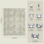 Washable Area Rug 8x10 - Vintage Floral Living Room Rug for Dining Room (Under Table), Bedroom - Stain Resistant, Soft Low Pile, Non-Slip Large Carpet