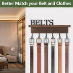 Belt Hanger Organizer for Closet, Wall Mount Belt Rack, Wooden Belt and Tie Organizer for Stores and Displays Mens Accessories (Length 9.8”) Brown