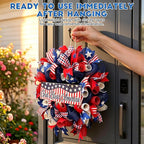 250th Anniversary Patriotic Wreath, 1776-2026 American Independence Day Wreath,16 in Red White Blue Front Door Wreath, Indoor Outdoor Home Decor for 4th of July, Memorial Day, Veterans Day (C)
