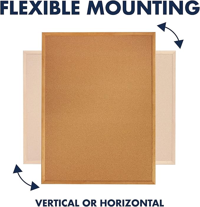 Quartet Cork Board, Bulletin Board, 2' x 1.5' Corkboard, Oak Finish Frame (301)