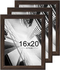 KTKDE 16x20 Picture Frame Set of 3,Studio Gallery 16 by 20 Poster Frame Walnut Wooden, Large Frame for Photos, Posters - Art Prints best gift