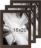 KTKDE 16x20 Picture Frame Set of 3,Studio Gallery 16 by 20 Poster Frame Walnut Wooden, Large Frame for Photos, Posters - Art Prints best gift