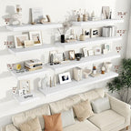 Vivelove 24/36/48/16 Inch Floating Shelves for Wall, 12 Deep Shelves for Room Wall Mounted, 2" Thick Floating Shelf for Living Room Bedroom Bathroom Kitchen Laundry Room, Set of 2 White