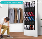 MISSLO Over The Door Shoe Organizer 24 Large Mesh Pockets, Black