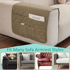 Remote Control Holder for Recliner Non-Slip Armchair Caddy Couch Armrest Organizer, Arm Chair Bedside Caddy Storage Organizer for Recliner Couch With 6 Pockets for Magazine, Phone, iPad (Beige)