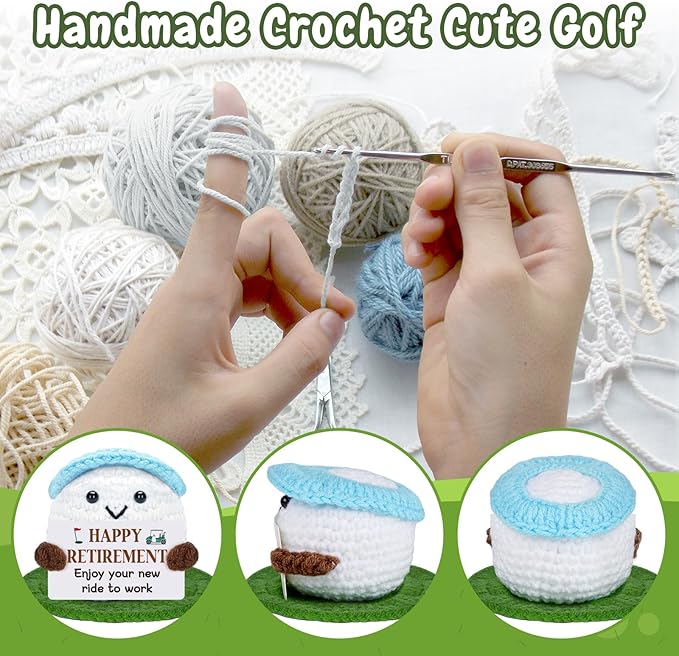 Retirement Gifts for Men Women, Funny Crochet Golf Ball Gifts for Retirement, Retirement Gift for Dad Grandpa Coworkers Husband-Meaningful Crochet Golf Ball Accessories