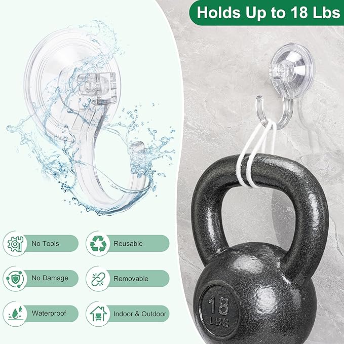 Antimbee 4 Pack Wreath Hangers for Front Door, Extra Large Suction Cup Hooks, Heavy Duty 1.9" Hooks for Easter Garland, No Tools, No Damage Wreath Holder for Glass Windows Shower, Hold Up to 18 Lbs