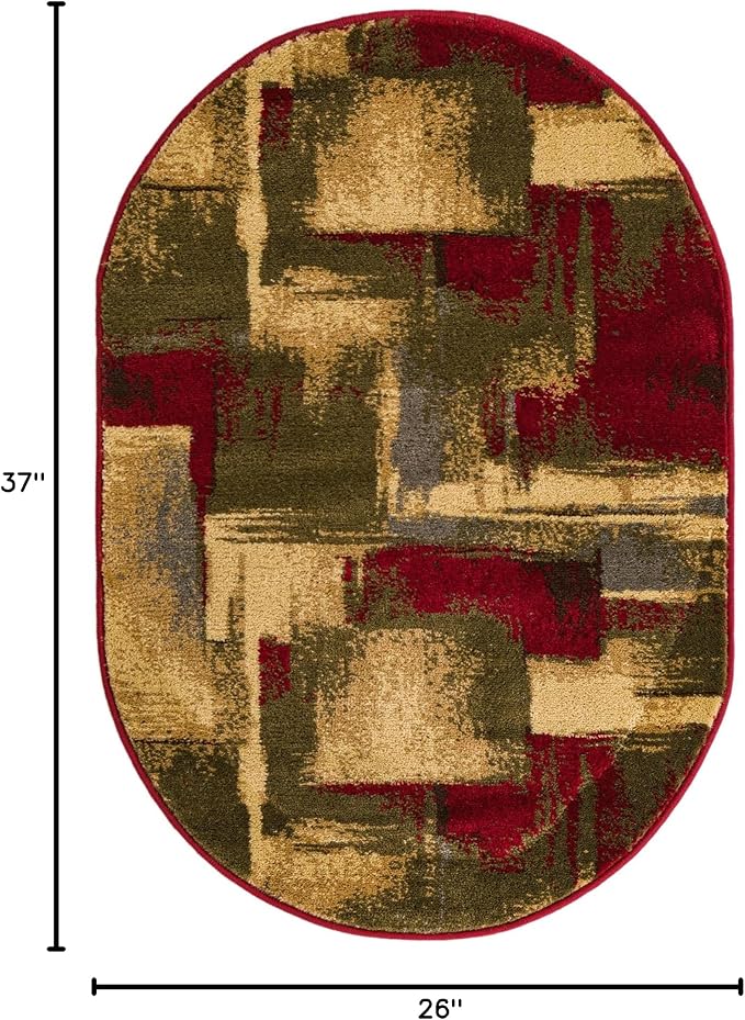 Unique Loom Barista Collection Area Rug - Timor (2' 2" x 3' 1" Oval, Multi/Red)