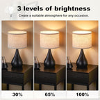 18.1'' Small Modern Touch Lamps for Nightstand Set of 2 with 3 Way Dimmable, Table Lamps for Living Room, Office, Bedside Lamps with Heavy Iron Base, Touch Switch, Bulb Included, Black