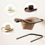 2-Pack Metal Hat Rack for Wall Mount – Space-Saving Cowboy Hat Holder & DIY Wall Display Hanger – Compact Hat Organizer with Screws, Black (No wooden board)