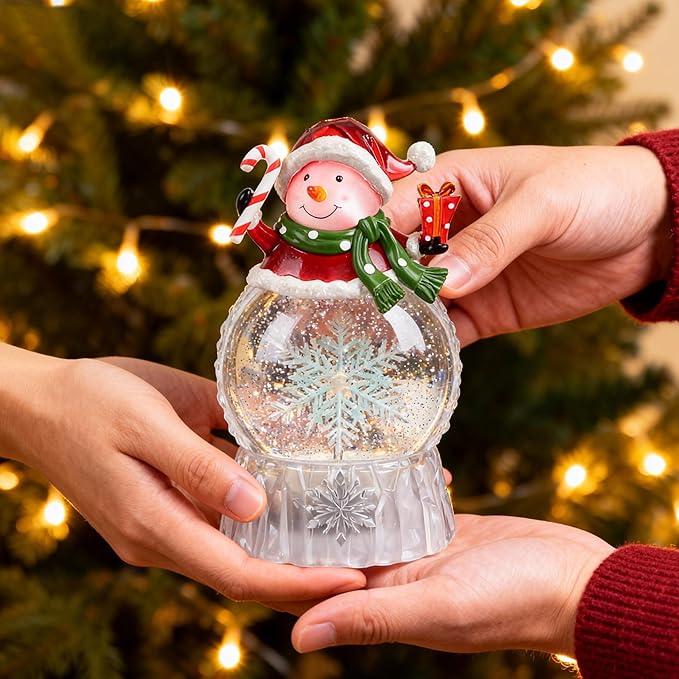 Musical Snow Globe,Lighted Snowman Snow Globes, LED Lights and Swirling Glitter, Christmas Snow Globes Music Box, Decoration for Adults and Kids.