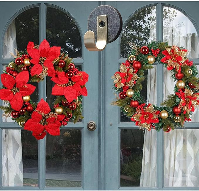 2PCS Magnetic Hooks 3mm Black Magnetic Wreath Hooks for Front Door Christmas Birthday New Year Indoors and Outdoors