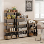 Furinno TURN-N-TUBE 4-Tier Display Shelf, Storage Shelves, Book Shelf, Open Shelves with Rounded Corner Top Edges, for Organization and Storage, Living Room, Home Office, Flagstaff Oak