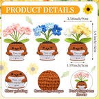 Wavwavw 3 Pack Teacher Appreciation Gift Positive Flower Handmade Crochet Doll Thank You for Helping Me Grow Gifts Back to School Gifts for Women Teacher(Forget Me Not)