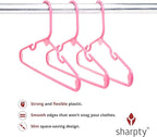 Sharpty Kids Plastic Hangers, Children's Hangers for Baby, Toddler, and Child Clothes - Everyday Standard Use - Ideal for Boys and Girls Closet, Clothing, Pants, Coats, and More - Pink, 20 Pack